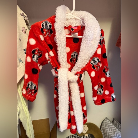 Disney Other - Minnie Mouse Red Polka Dot Plush Robe